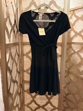 NIC+ZOE Black Wrap Midi Dress with Tie